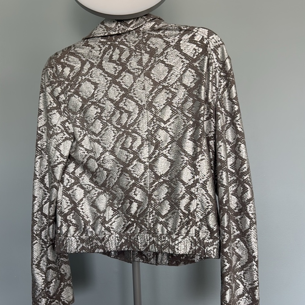Sparkly And Shiny Silver Python Print Jacket - image 5